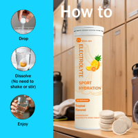 Compléments Énergétiques Sans Sucre à Marque Blanche OEM, 10 Doses, Comprimés Effervescents d'Électrolytes Saveur Tropicale pour Adultes