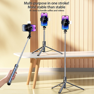 360 độ xoay có thể gập lại linh hoạt LED Fill ánh sáng không dây Selfie Stick Tripod điều khiển từ xa Monopod cho điện thoại & máy ảnh - Product Image 6
