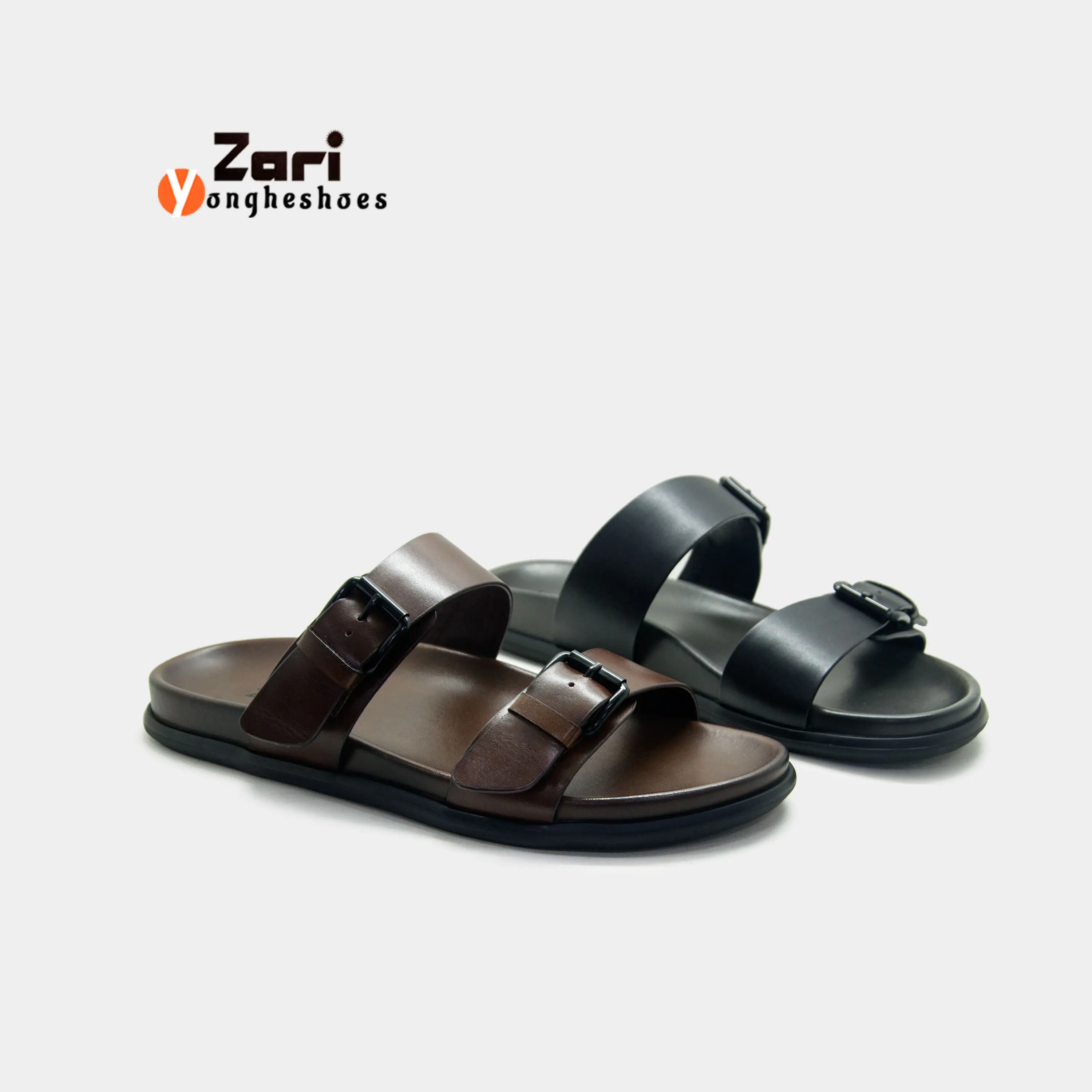 Zari Designer Custom Cow Leather Outdoor Slides Footwear Sandals For Men