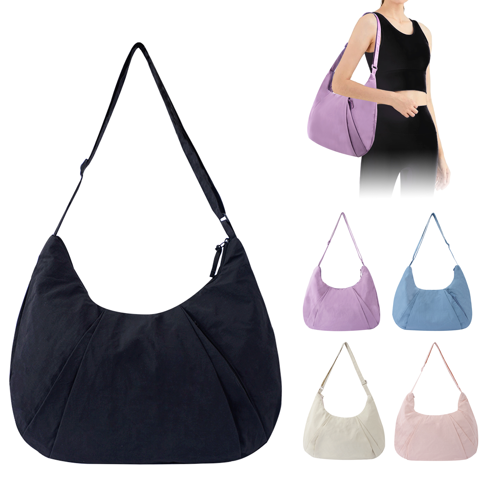 Vintage Lady Zipper Closure Hobo Shoulder Crossbody Bag