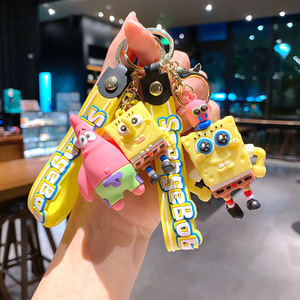 Nuovo Design Portachiavi 3D con Due <span class=keywords><strong>Personaggi</strong></span> dei Cartoni Animati Americani, <span class=keywords><strong>SpongeBob</strong></span> e Patrick Star in PVC e Silicone per Auto e Borse - Product Image 3