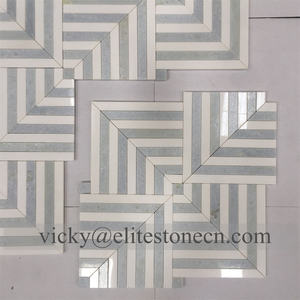 Mosaico de Mármol Blanco de Thassos con Diseño Simple y Mezcla de Mármol Azul Argentino - Product Image 5