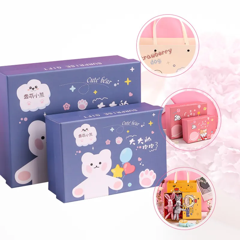 Confezione regalo personalizzata per bambini con logo personalizzato con stampa di scatole regalo per bambini con borsa tote