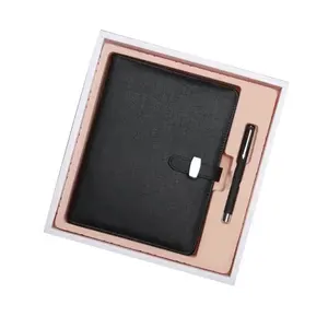 Hàng Mới Về 2022 Giám Đốc Kinh Doanh Da Đen Nhật Ký Tổ Chức Tùy Chỉnh Binder Planner Bìa Notebook Và Bút Quà Tặng Bộ