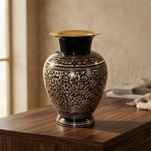 Europe Style Brass Tabletop <b>Vase</b> with Bidri Nakkashi - Product Image 2
