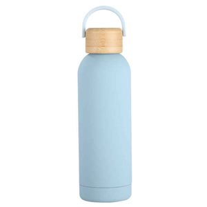 Minimalist Stainless Steel Vacuum Tumbler With Wooden Lid And Handle For Travel - Product Image 4