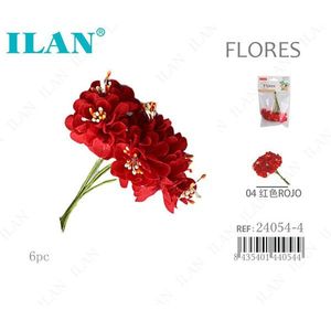 ILAN Mini Fiori Rossi 6pz Fiori Artificiali Essiccati per Decorazioni Artigianali - Product Image 1