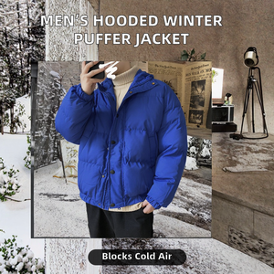 เสื้อโค้ทกันลมแบบมีฮู้ดบุขนแกะฟลีซทรงบับเบิ้ล ดีไซน์สั่งทำพิเศษสำหรับผู้ชาย แฟชั่นฤดูหนาวปี 2022 แจ็คเก็ตทันสมัย - Product Image 2