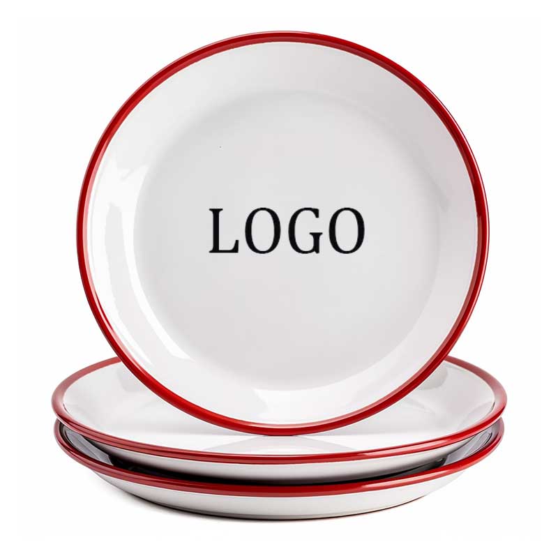 custom printed Logo ceramic flat plates dinnerware restaurant dessert white dish round dinner porcel