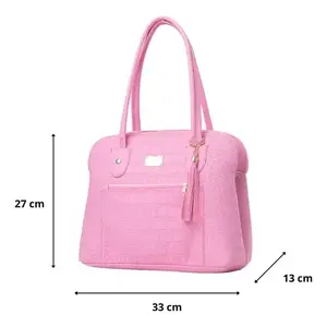 Bolso Tote de Moda Fana Idalia para Mujer, Color Rosa Saffiano, Gran Capacidad, Cierre de Cremallera Metálica Cuadrada, Bolso de Mano para Fiesta, con una Correa - Product Image 3