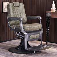 Chaise de salon de coiffure noire au design unique, base ronde, fauteuil inclinable pour barbier et styliste