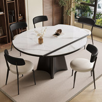 Table à manger minimaliste de style italien, luxe léger, en dalle de roche, 6 places, chaises pivotantes, extensible, double usage, carrée, simple