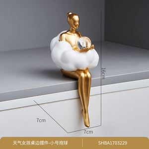 Statues de filles nuageuses dorées modernes, ornements, sculptures en résine, figurines artisanales, accessoires d'intérieur Kawaii, accessoires de bureau, décoration de mariage - Product Image 5