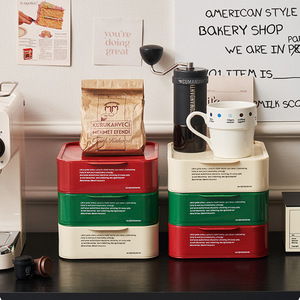 Organisateur de bureau empilable Dopamine, boîte de rangement rectangulaire multi-niveaux pour étudiants, organisateur de papeterie pour dortoir, vert, rouge, crème - Product Image 3