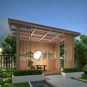 Pergola chinoise imperméable en bois massif et alliage d'aluminium, anti-corrosion, écologique, résistante au vent, pour jardin privé - Product Image 4