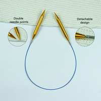 Agujas de Tejer Circulares Intercambiables Multifuncionales de 13 Tamaños, Chapadas en Oro, con Cables Extensibles para Proyectos de Suéteres DIY