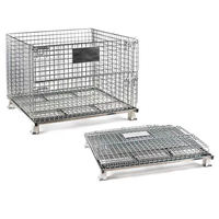 Conteneur de palette en acier galvanisé à chaud pliable et empilable de 1300 kg de capacité, maille métallique 50x50 mm, taille standard européenne, OEM personnalisé