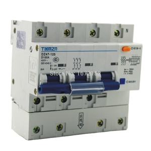 DZ47LE 3P + N 100A D Тип 400 В ~ 50 Гц/60 Гц выключатель остаточного тока с защитой от перегрузки и утечки RCBO - Product Image 1