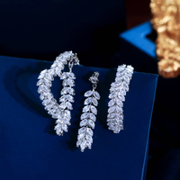 Nieuw Binnen Luxe Zirkoon Dubbelzijdig Blad Hartvorm Ontwerp Oorbellen Voor Vrouwen Valentijnsdag Cadeau Sieraden