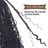 Vente en Gros de Locs Déesse Désordonnées, Tresses Boîte au Crochet, Cheveux Bohémiens Bouclés Ombrés Bordeaux Pré-Bouclés Style Boîte Tressée Rivière Bohème