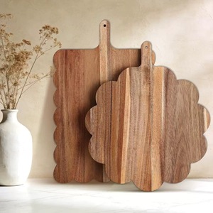 Tabla de cortar de madera maciza con encaje, bandeja de servir marrón oscuro para desayuno, carne, pizza, uso en la cocina - Product Image 2