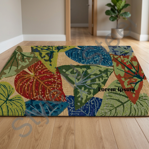 Tapis antidérapant doux et soyeux tapis synthétique lisse pour chambre à coucher feuilles colorées maison paillasson au prix de gros - Product Image 4