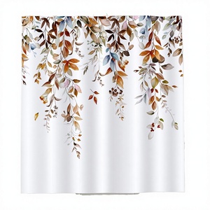 Rideau <span class=keywords><strong>de</strong></span> douche Bonhause en polyester imperméable, motif feuilles d'eucalyptus aquarelle, décoration <span class=keywords><strong>de</strong></span> <span class=keywords><strong>salle</strong></span> <span class=keywords><strong>de</strong></span> <span class=keywords><strong>bain</strong></span> automne, 72x72 pouces - Product Image 4