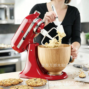 Bol à salade en bois pour le commerce transfrontalier, accessoires de mixeur, bol à mélanger les salades de fruits, bol à pétrir en bois de hêtre, bol à mélanger la pâte - Product Image 2