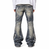 DiZNEW Jeans Premium Homme, Denim Épais Effet Vieilli, Détail Lavage Sable Unique, Coupe Slim Évasée, Logo Personnalisé, Fabrication Usine