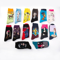 Chaussettes pour hommes, motif dessin animé ciel étoilé, 100% coton, absorbant la transpiration, chaussettes tendance pour l'automne