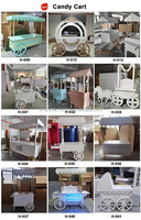 Chariot à dessert élégant et lisse pour mariage, enfants, en PVC blanc, avec support en acrylique amovible, avec roulettes