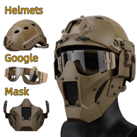 MUCHAN Casque tactique rapide Respirant Full Face Field Role Play Casque tactique rapide avec visière en acier et lunettes de protection