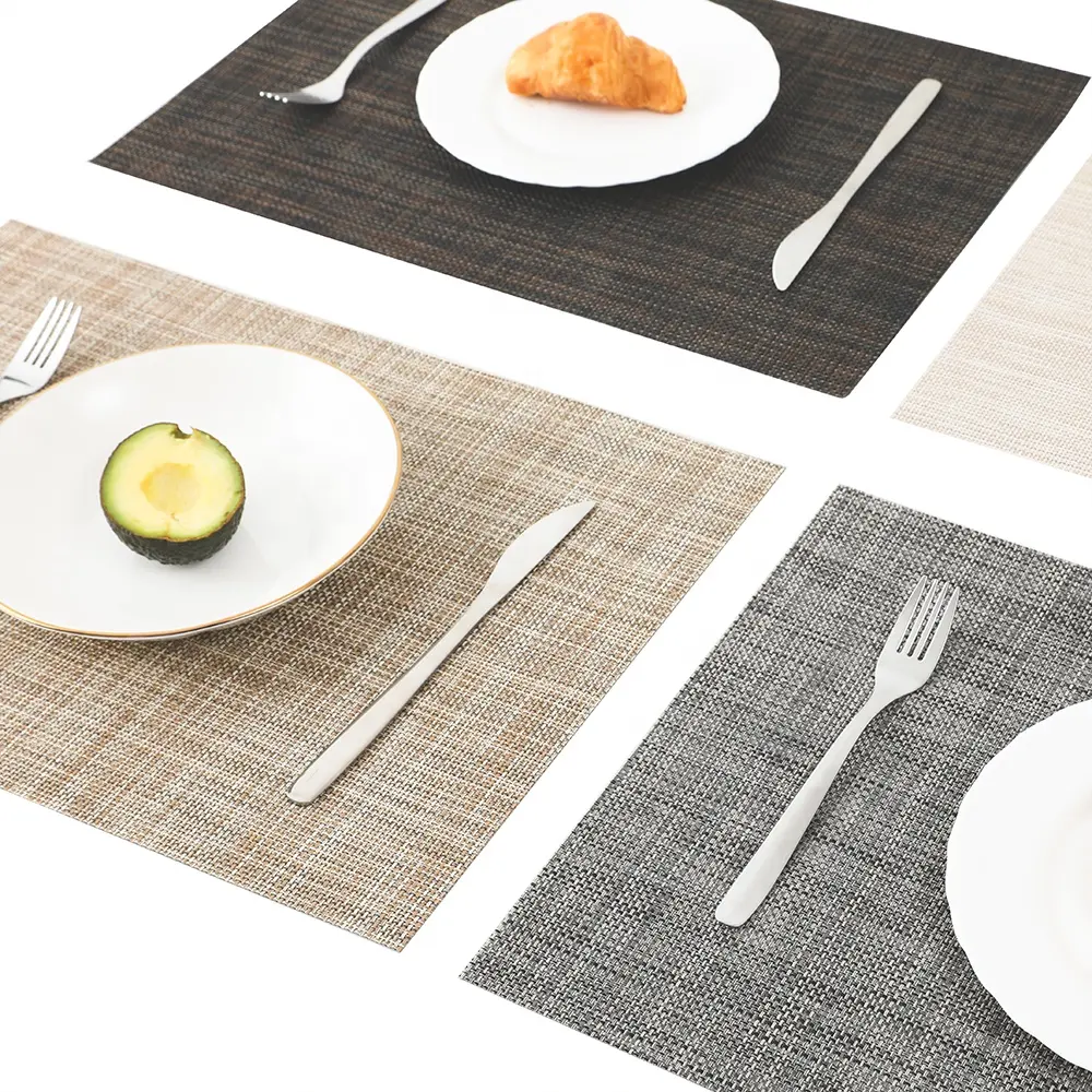 YIDIAN Placemat isıya dayanıklı kaymaz Placemats yemek masası yıkanabilir dayanıklı vinil dokuma yer Mat PVC masa paspasları setleri