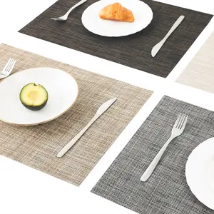 易典餐垫耐热防滑餐垫餐桌可洗耐用乙烯基编织餐垫PVC桌垫套装