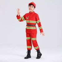 Costume de pompier unisexe pour enfants, fête costumée du Nouvel An, combinaison 100% polyester