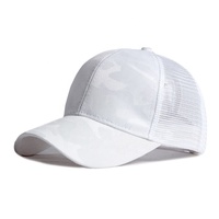 Gorra de Béisbol Unisex de Camuflaje de Moda, 100% Poliéster, Transpirable e Impermeable, Estilo Deportivo, Primavera Verano Playa, Gorra de Malla con Visera