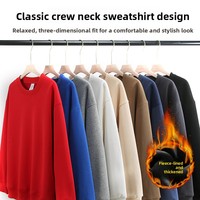 Sweat-shirt à col rond doublé en polaire, pull personnalisé avec logo, pull épais uni, coupe ample, polyester-coton pour homme, 17 couleurs, tailles S-5XL