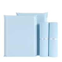 Sacs d'expédition en polyéthylène biodégradables et écologiques avec logo personnalisé, crème et bleu, imperméables pour vêtements