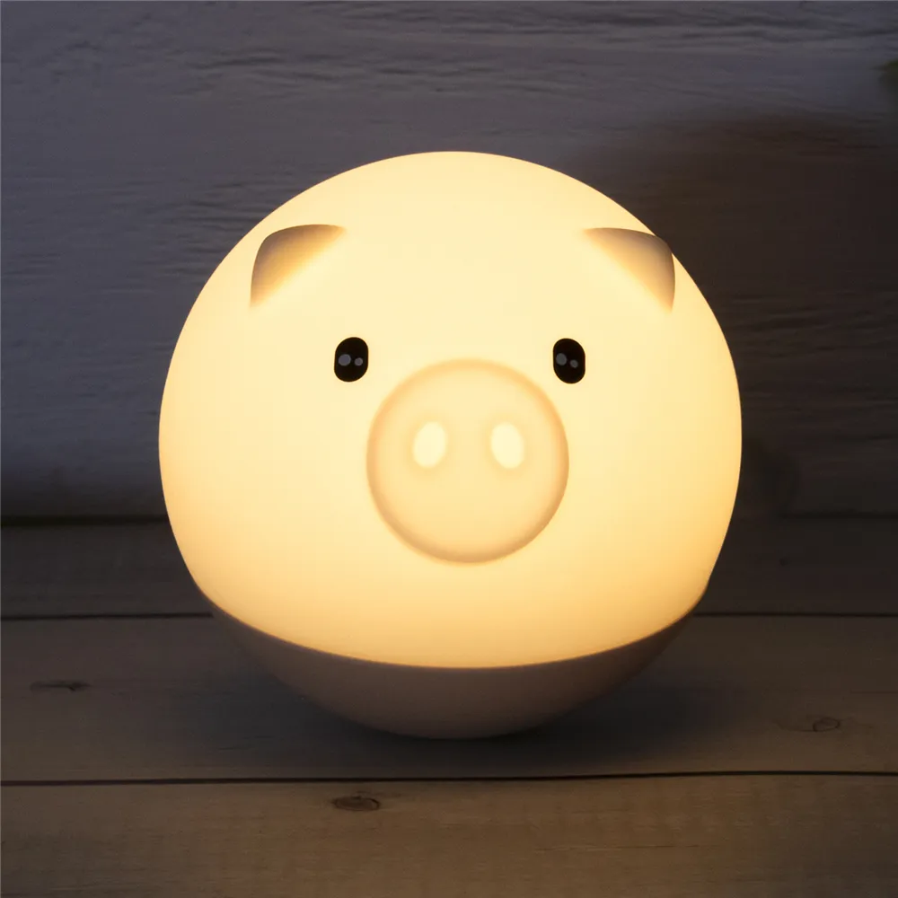 Changing Silicon Night Light Wedding Gift Safety Eco-friendly Bedside Lamp Touch Sensor Creative Pig 3d Led Silicone Night Light For Kids Room Decoration