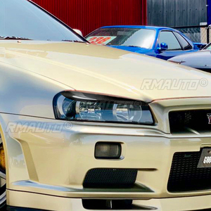 ฝาครอบตกแต่งไฟหน้ารถยนต์คาร์บอนไฟเบอร์แท้ 1 คู่ สำหรับ Nissan Skyline R34 ปี 1999 2000 2001 2002 อุปกรณ์ตกแต่งรถยนต์ - Product Image 6