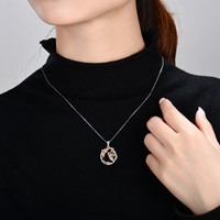 Colliers en argent sterling 925 LULUFOCUS personnalisés OEM, avec pendentif rose, plaqué or rose et rhodium, fleur d'ange, bijoux pour femmes