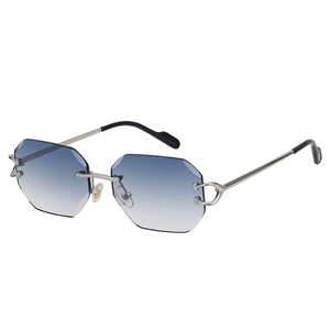 Lunettes de soleil unisexes de luxe personnalisées, sans monture, en métal noir, avec logo personnalisé, vente en gros, lunettes de soleil élégantes et classiques - Product Image 1