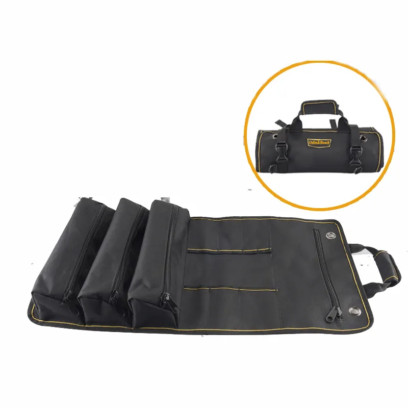 Customized Best Quality Engineer Plumbing Zipper Pocket Spanner Storage Electrician Rolling Tool Bag