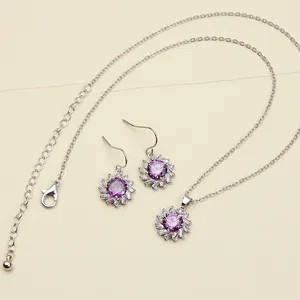 Dainty 5pcs/set Silver Crystal Rhinestone Christmas Fashion Snowflake Flower Necklace Earrings Paper Card Jewelry Set