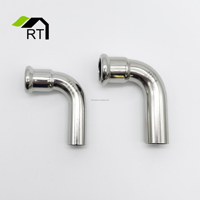 Vente en gros d'usine Inox 304/316L EN M Type coude de presse coude à 90 degrés avec raccord de tuyau de presse de plomberie à extrémité plate