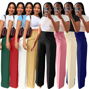 Vendita calda estate <span class=keywords><strong>pantaloni</strong></span> Casual a <span class=keywords><strong>vita</strong></span> alta da <span class=keywords><strong>donna</strong></span> eleganti da ufficio per affari <span class=keywords><strong>pantaloni</strong></span> <span class=keywords><strong>taglie</strong></span> larghe elasticizzate - Product Image 1