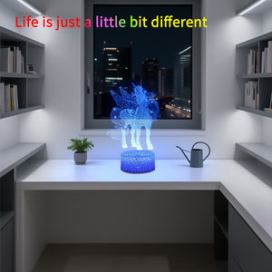 Lampe de table <span class=keywords><strong>licorne</strong></span> créative 3D LED avec télécommande tactile, changement de couleur, piles AAA pour lampe de chevet - Product Image 3