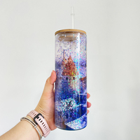 Nouveau livraison gratuite verre clair à double paroi 20oz blanc sublimation boule à neige sublimation paillettes gobelet en verre pour bricolage boule à neige