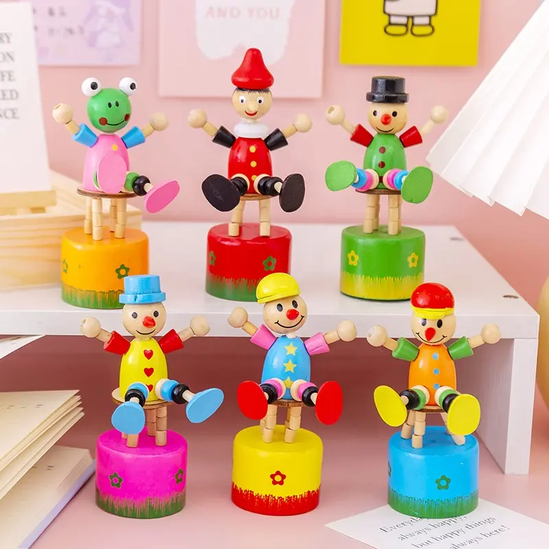 2024 New Creative swing wooden doll toy press dance to vent desktop ornaments toy children's educational toys