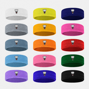 Bandeau en coton <span class=keywords><strong>pas</strong></span> <span class=keywords><strong>cher</strong></span> en gros, bandeau absorbant la transpiration personnalisé pour la gym, le sport et le tennis avec logo brodé - Product Image 3